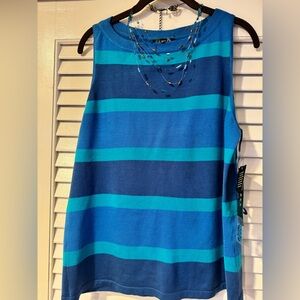 LA DLC VTA FSH1 Blue Multi Sleeveless Knit Top